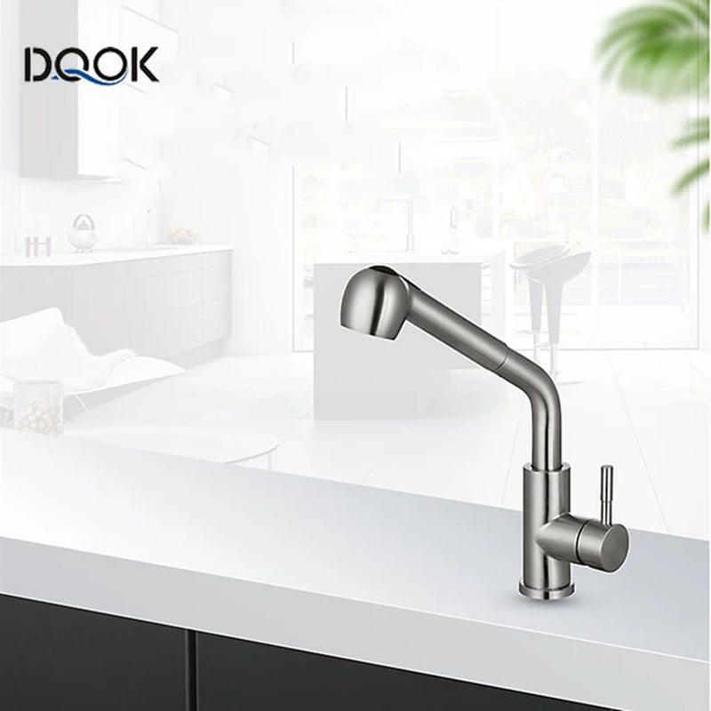 Black Pull-Out Kitchen Faucet with Brushed Nickel and Chrome Finish