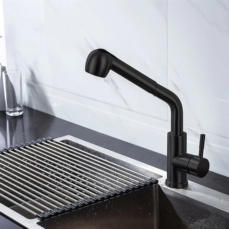 Black Pull-Out Kitchen Faucet with Brushed Nickel and Chrome Finish
