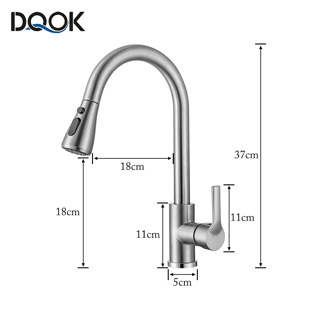 Black Pull-Out Kitchen Faucet with Brushed Nickel and Chrome Finish