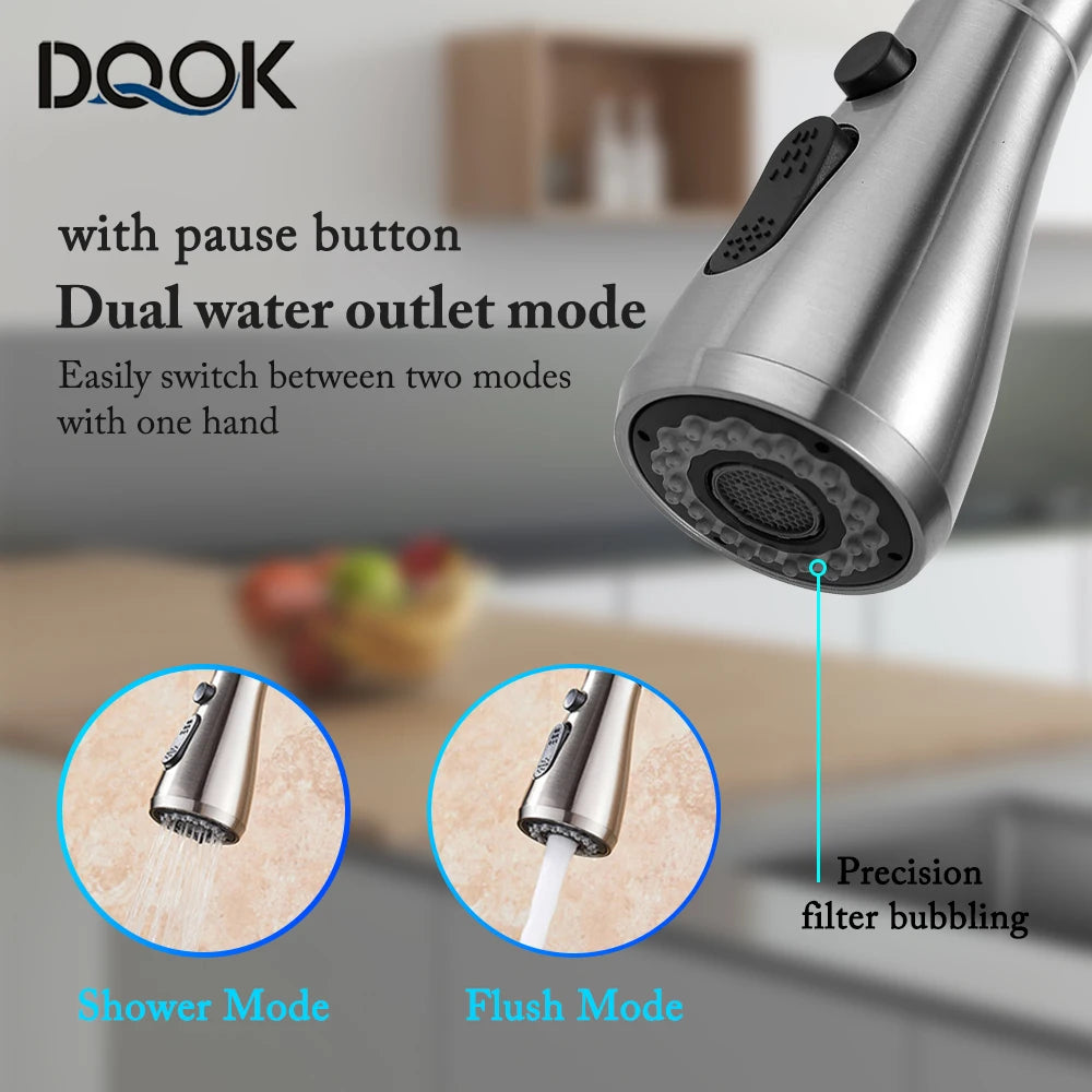 Black Pull-Out Kitchen Faucet with Brushed Nickel and Chrome Finish